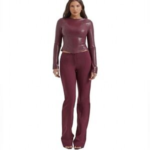 NWOT! House of CB “Lillie” Seamed Flare Pants In Windsor Wine Size Medium